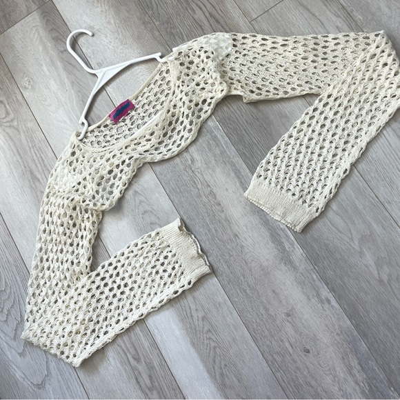 Edikted Crochet Shrug cropped bolero womens Cream (xsmall small) festival party - Picture 2 of 5